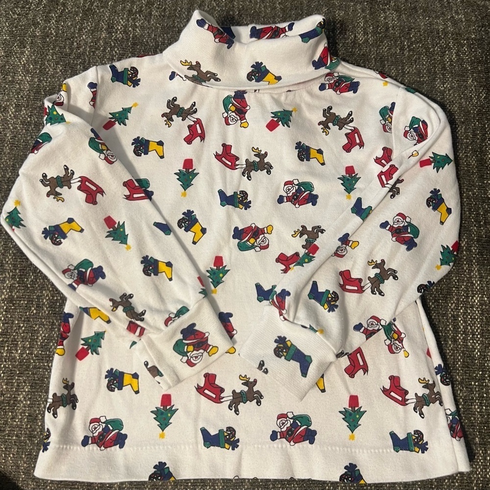 Vintage Kids Cornerstone Festive Holiday Turtleneck - All Over Christmas Print